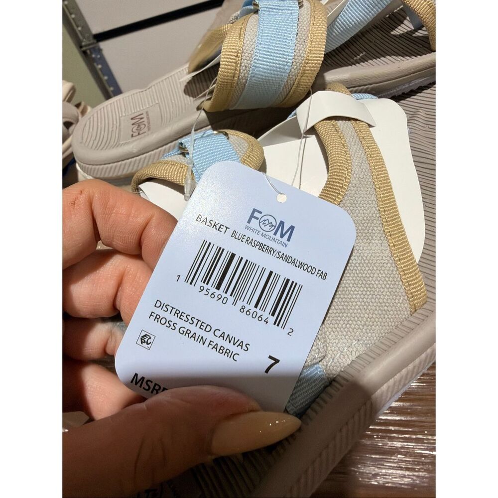 White Mountain Blue Raspberry FOM Basket Canvas Round Toe Flat Comfort Sandals N - Picture 7 of 7